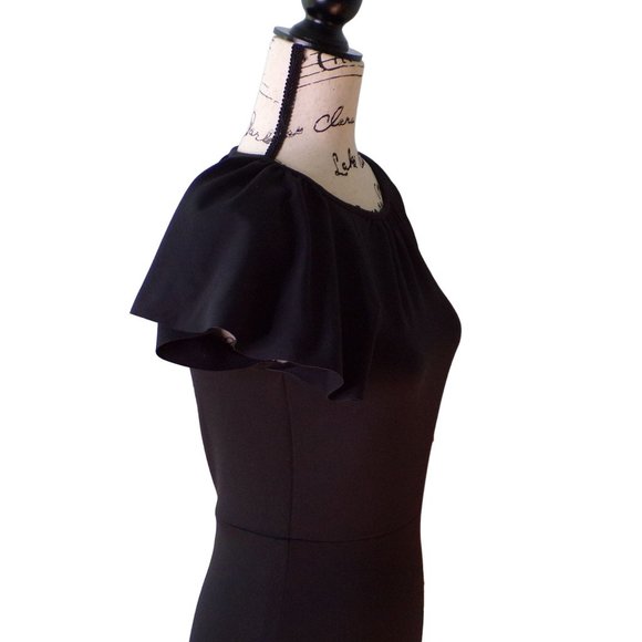 🆕 RACHEL PARCELL Asymmetric Ruffle Hem Scuba Dress Black X-Small - Picture 8 of 11